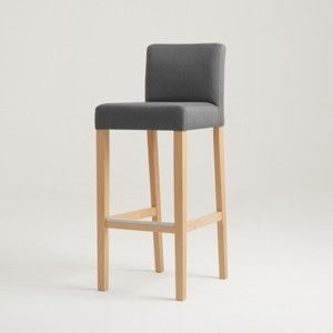 Tmavě šedá barová židle s přírodními nohami Custom Form Wilton