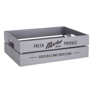 Šedivý dřevěný úložný box na zeleninu Premier Housewares Farmers Market, 28 x 38 cm