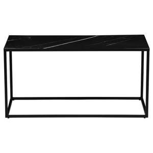 Černý odkládací stolek s deskou v dekoru mramoru vtwonen, 90 x 45 cm