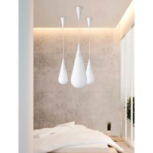 Bílé závěsné svítidlo na 3 žárovky Trio Toulon, výška 1,5 m