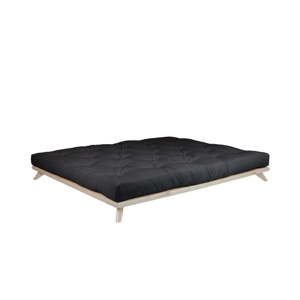 Dvoulůžková postel z borovicového dřeva s matrací Karup Design Senza Double Latex Natural/Black, 160 x 200 cm