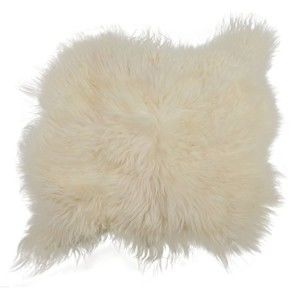 Bílý kožešinový koberec s dlouhým chlupem Arctic Fur Busta, 100 x 90 cm