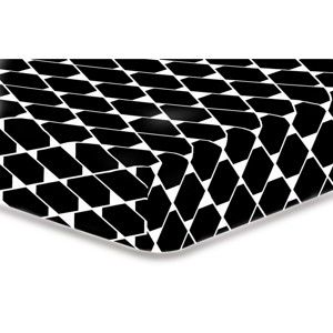 Černé elastické prostěradlo z mikrovlákna DecoKing Rhombuses, 90 - 100 x 200 cm