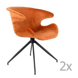 Sada 2 oranžových židlí s područkami Zuiver Mia