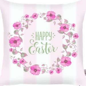 Růžovobílý povlak na polštář Apolena Happy Easter, 43 x 43 cm