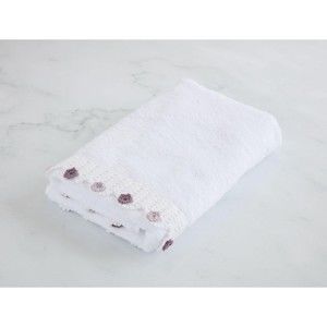 Bílý bavlněný ručník k umyvadlu Flower, 50 x 76 cm