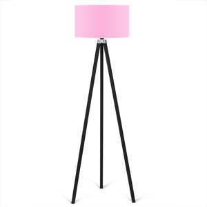 Černá volně stojící lampa se světle růžovým stínítkem lampa Kate Louise Siyah