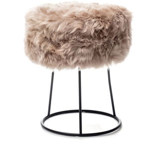 Stolička se světle hnědým sedákem z ovčí kožešiny Royal Dream, ⌀ 36 cm