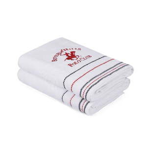 Sada 2 bílých bavlněných ručníků, 140 x 70 cm