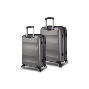 Sada 2 šedých cestovních kufrů na kolečkách s USB porty My Valice LASSO Cabin & Medium