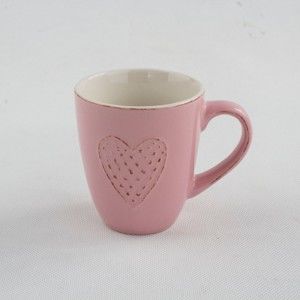 Růžový keramický hrnek Dakls Dots Heart, 300 ml
