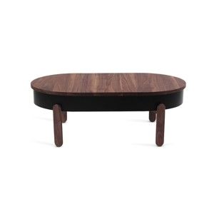 Hnědý konferenční stolek z dubového dřeva s černými detaily a úložným prostorem Woodendot Batea L