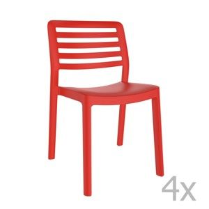 Sada 4 červených zahradních židlí Resol Wind