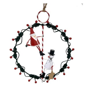 Nástěnný vánoční věnec Santa & Snowman on Wreath - G-Bork, ø 14 cm