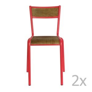 Sada 2 jídelních židlí s červenou kovovou konstrukcí Red Cartel Pilot