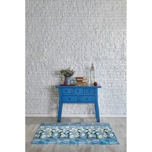Modrý vysoce odolný koberec Webtappeti Camomilla, 58 x 80 cm