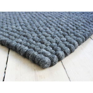 Antracitový kuličkový vlněný koberec Wooldot Ball Rugs, 120 x 180 cm