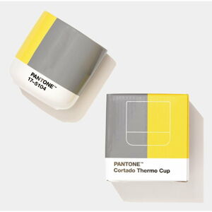 Žluto-šedý keramický termo hrnek Pantone Cortado, 175 ml