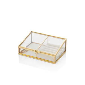 Skleněná krabička s detailem ve zlaté barvě The Mia Glamour, 17 x 12 cm