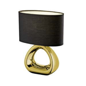 Stolní lampa v černo-zlaté barvě z keramiky a tkaniny Trio Gizeh, 34,5 cm