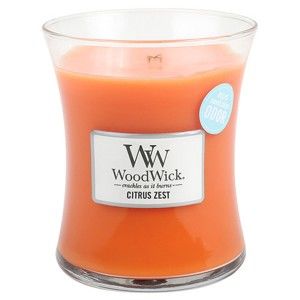 Vonná svíčka WoodWick Citrusy a květ mandarinky, 60 hodin hoření