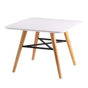 Bílý konferenční stolek s nohami v dekoru světlého dřeva sømcasa Andy