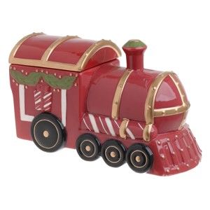 Vánoční keramická dóza na sušenky s víkem InArt Train