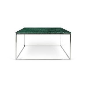 Zelený mramorový konferenční stolek s chromovými nohami TemaHome Gleam, 75 cm