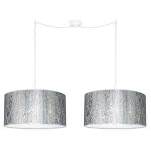 Dvojité stropní svítidlo ve stříbrné barvě s bílým kabelem Bulb Attack Tres, 1,2 m