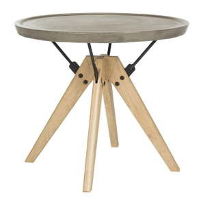 Betonový odkládací stolek s nohami z dubového dřeva Safavieh, ø 54 cm