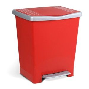 Červený odpadkový koš s pedálem Ta-Tay, 15 l