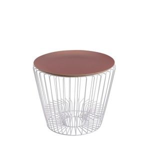 Odkládací stolek z lakovaného kovu s růžovou deskou HARTÔ Ernest, Ø 50 cm