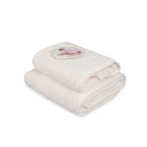 Set bílého ručníku a bílé osušky s barevným detailem Mademoiselle