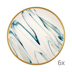 Sada 6 modro-bílých porcelánových dezertních talířů Mia Lucid, ⌀ 19 cm