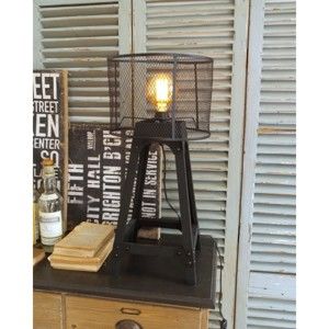 Černá stolní lampa Orchidea Milano Industrial, výška 62 cm