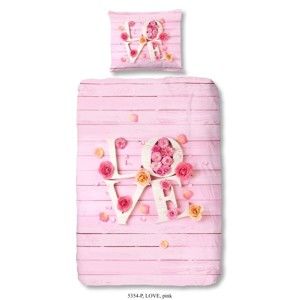 Dětské povlečení z bavlny na jednolůžko z čisté bavlny Good Morning Pinkie Love, 140 x 200 cm