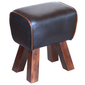 Stolička z masivního dřeva s koženým potahem Interlink Alaid