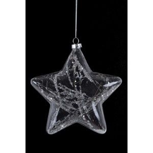 Vánoční skleněná ozdoba ve tvaru hvězdy s větvičkou Ego Dekor, výška 15 cm