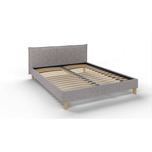 Šedá čalouněná dvoulůžková postel s roštem 160x200 cm Tina – Ropez
