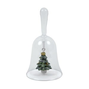 Skleněný dekorativní zvonek s vánočním stromkem Ego Dekor