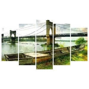 Vícedílný obraz na plátně Abandoned Boat and Bridge