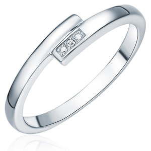 Stříbrný prsten s pravým diamantem Tess Diamonds Cornélie, vel. 56 cm