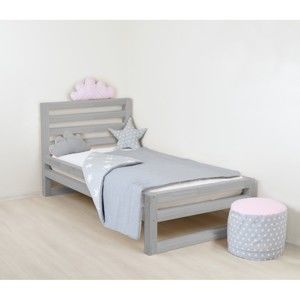 Dětská šedá dřevěná jednolůžková postel Benlemi DeLuxe, 160 x 80 cm