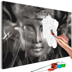 DIY set na tvorbu vlastního obrazu na plátně Artgeist Buddha in Black and White, 60 x 40 cm