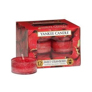 Sada 12 vonných svíček Yankee Candle Sladké Jahody, doba hoření 4 - 6 hodin