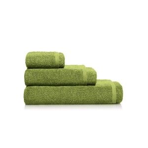 Sada 2 olivově zelených bavlněných ručníků a osušky Maison Carezza Marshan