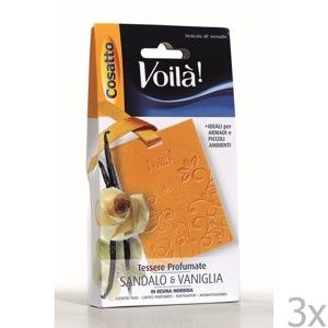 Sada 3 vonných karet s vůní vanilky a santalového dřeva Cosatto Perfume