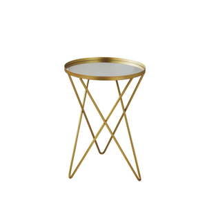 Odkládací stolek ve zlaté barvě se skleněnou deskou Native Round, ⌀ 38 cm