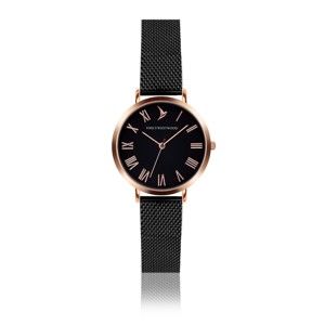 Dámské hodinky s černým páskem z nerezové oceli Emily Westwood Go