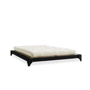 Dvoulůžková postel z borovicového dřeva s matrací a tatami Karup Design Elan Comfort Mat Black/Natural, 180 x 200 cm